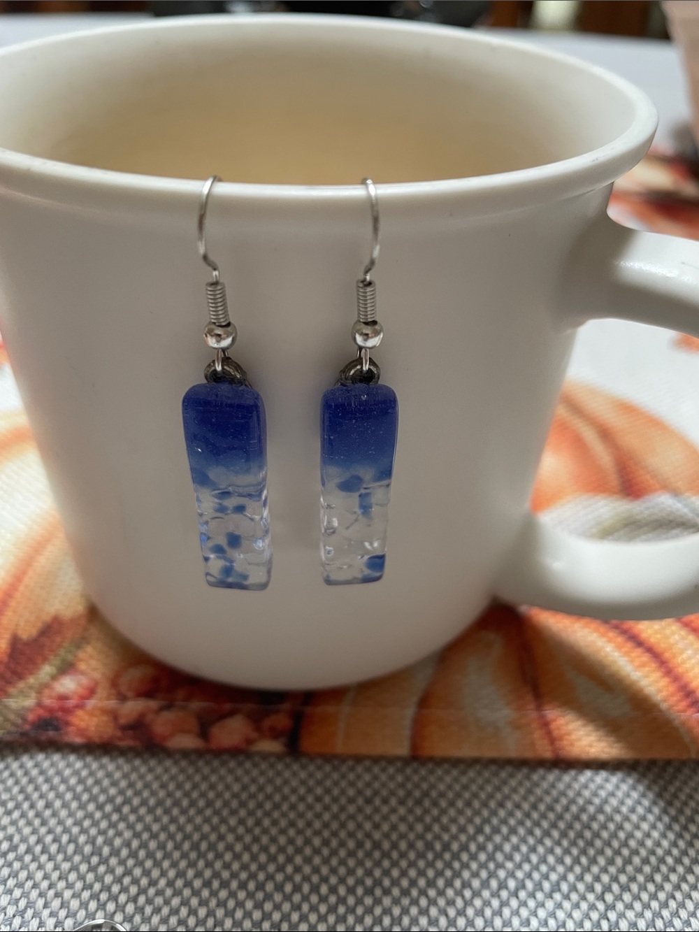 Blue Glass Drop Earrings